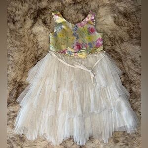 American Princess Girls 8 Formal Floral Dress Easter Jewels Bow Tutu Dress Up